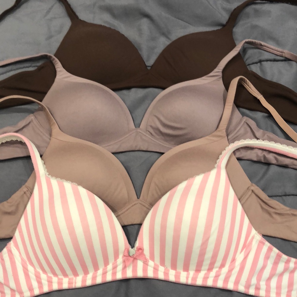 34A Wireless Bras Body by Victoria Secret Pink White Brown Beige Taupe Set of 4